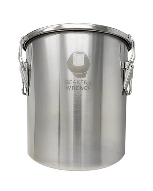 Food Safe 304 Stainless Steel 5 Gallon (20L) Container Bucket with Clamps and Air-Tight Lid with Silicone Gasket