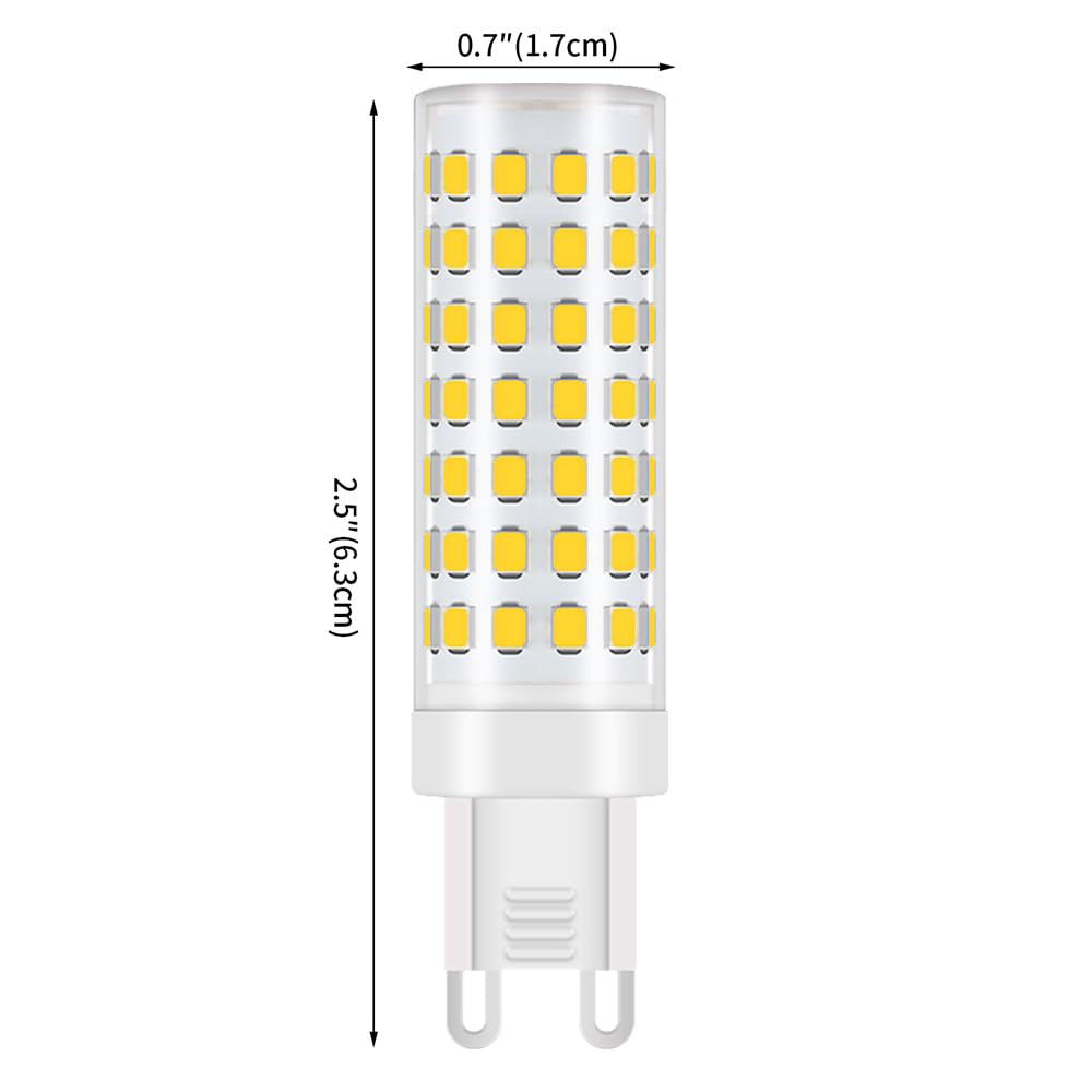 G9 LED Light Bulbs 4000K Warm White 7W Equivalent to 80W Halogen Replacements,Not Dimmable, Bi-Pin Base, LED Light Bulbs for Home and Office Use, 6 Count