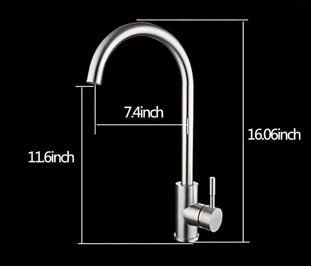 Faucet Bathroom Kitchen Faucet Lead-Free Stainless Steel Brushed Nickel,Bar Sink Faucet Tap Small Mini Kitchen Bath Faucet Farmhouse Vanity Sink Lavatory Single Hole Faucets,External Welding ( Size :