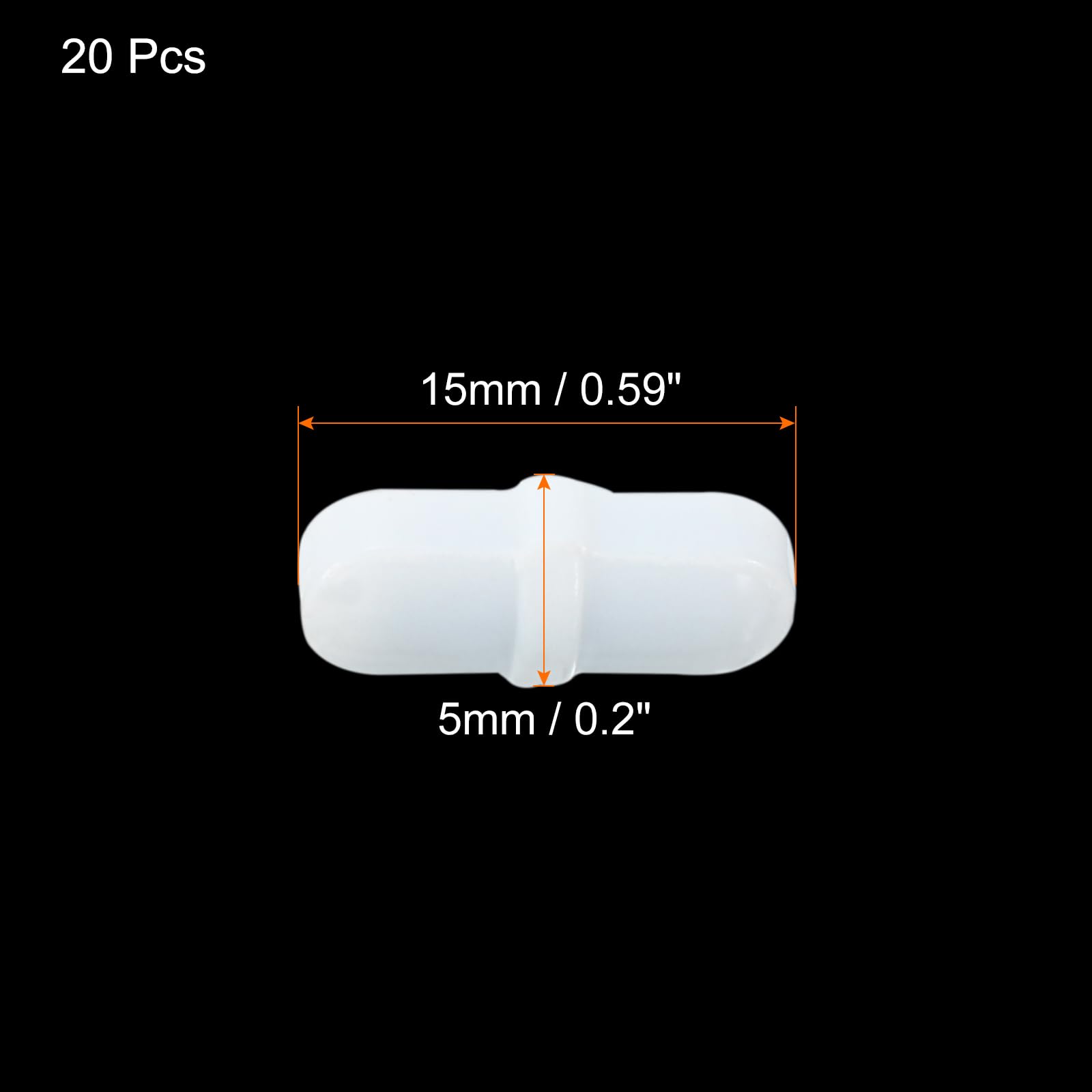 MECCANIXITY Magnetic Stirrer Mixer Stir Bar Rod 15mm/0.59" Cylinder Shape PTFE Coating Magnet White for Laboratory 20Pcs