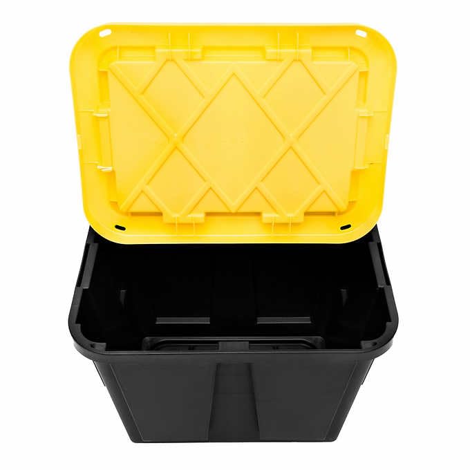 Generic (4 Pack) 12 Gallon / 45 Liter Stackable Storage Container With Lid - Black and Yellow Storage Tote - Storage Tote