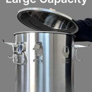 Food Safe 304 Stainless Steel 5 Gallon (20L) Container Bucket with Clamps and Air-Tight Lid with Silicone Gasket