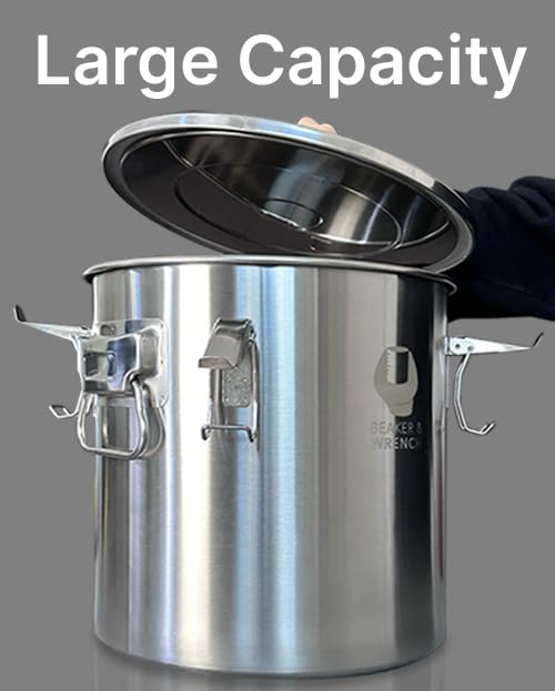 Food Safe 304 Stainless Steel 5 Gallon (20L) Container Bucket with Clamps and Air-Tight Lid with Silicone Gasket