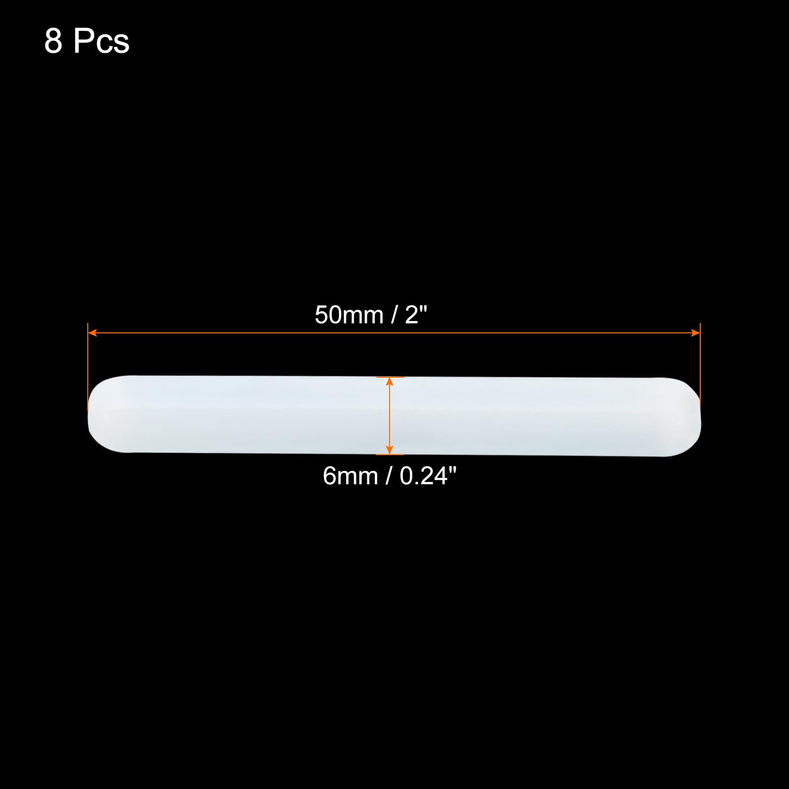 MECCANIXITY Magnetic Stirrer Mixer Stir Bar Rod 50mm/2" Cylinder Shape PTFE Coating Magnet White for Laboratory 8Pcs