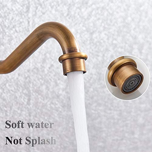 Bath Kitchen Sink Faucets Antique Brass Single Handle Kitchen Basin Faucets Deck Mounted Hot&Cold Water Mixer Basin Sink Taps