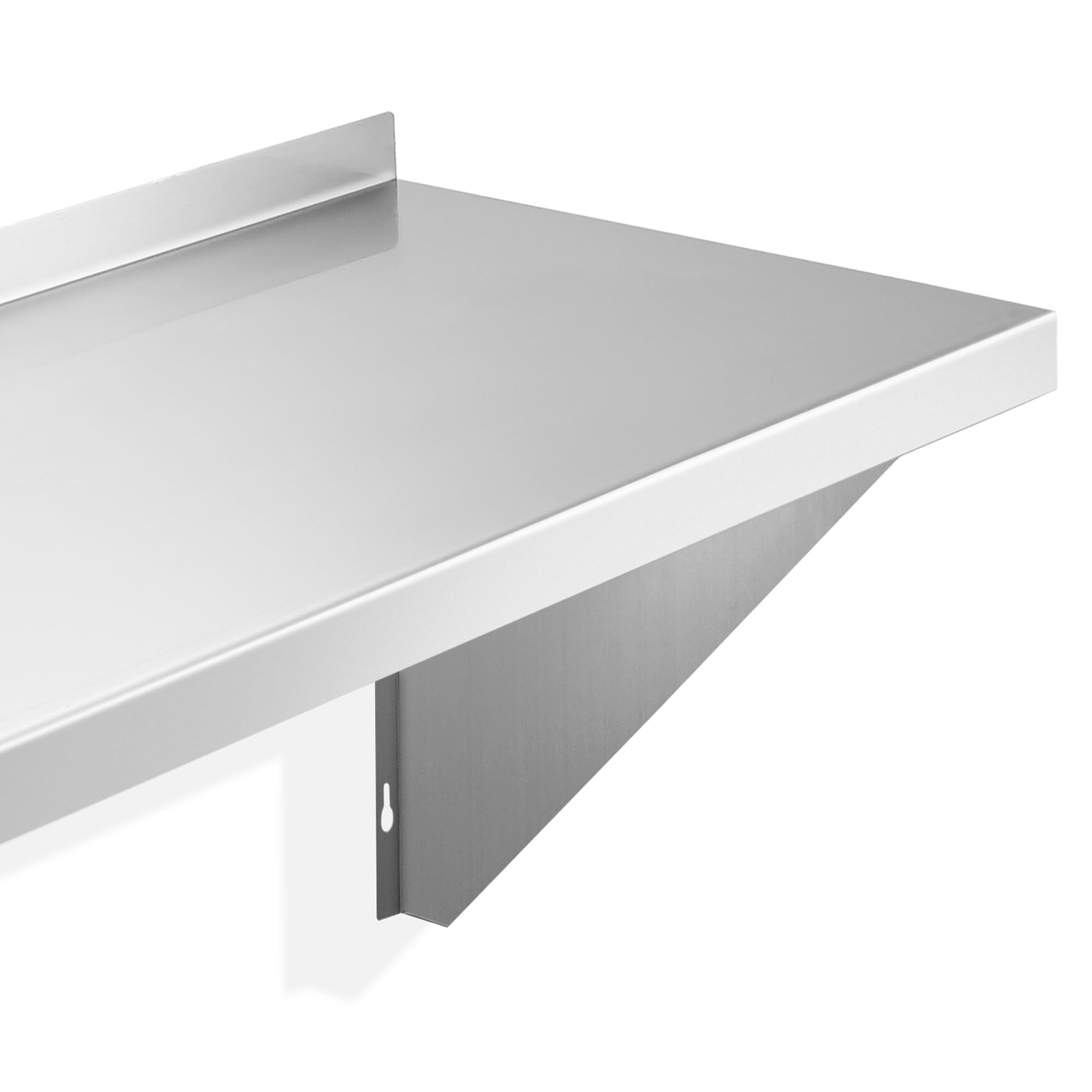 KUTLER Stainless Steel Shelf - 12" x 24", NSF Commercial Wall Mount Shelves with Backsplash, Floating Metal Shelving for Restaurant, Kitchen, Home