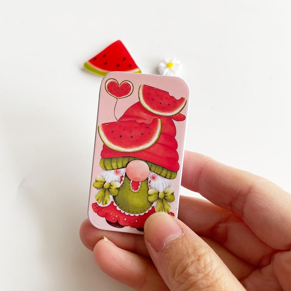 ZDDPDJ Lovely Gnome Magnetic Needle Case Sewing Storage Container and Fruit Needle Minder for Embroidery Cross Stitch Needlework Craft Accessories (Watermelon)