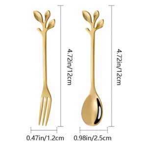 10Pcs Gold Coffee Spoons Set, 4.72inch Leaf Mini Espresso Tea Stir Spoon for Coffee Bar Charcuterie Board, Stainless Steel Small Dessert Demitasse Spoons for Sugar,Ice Cream, Cake (Heavy)