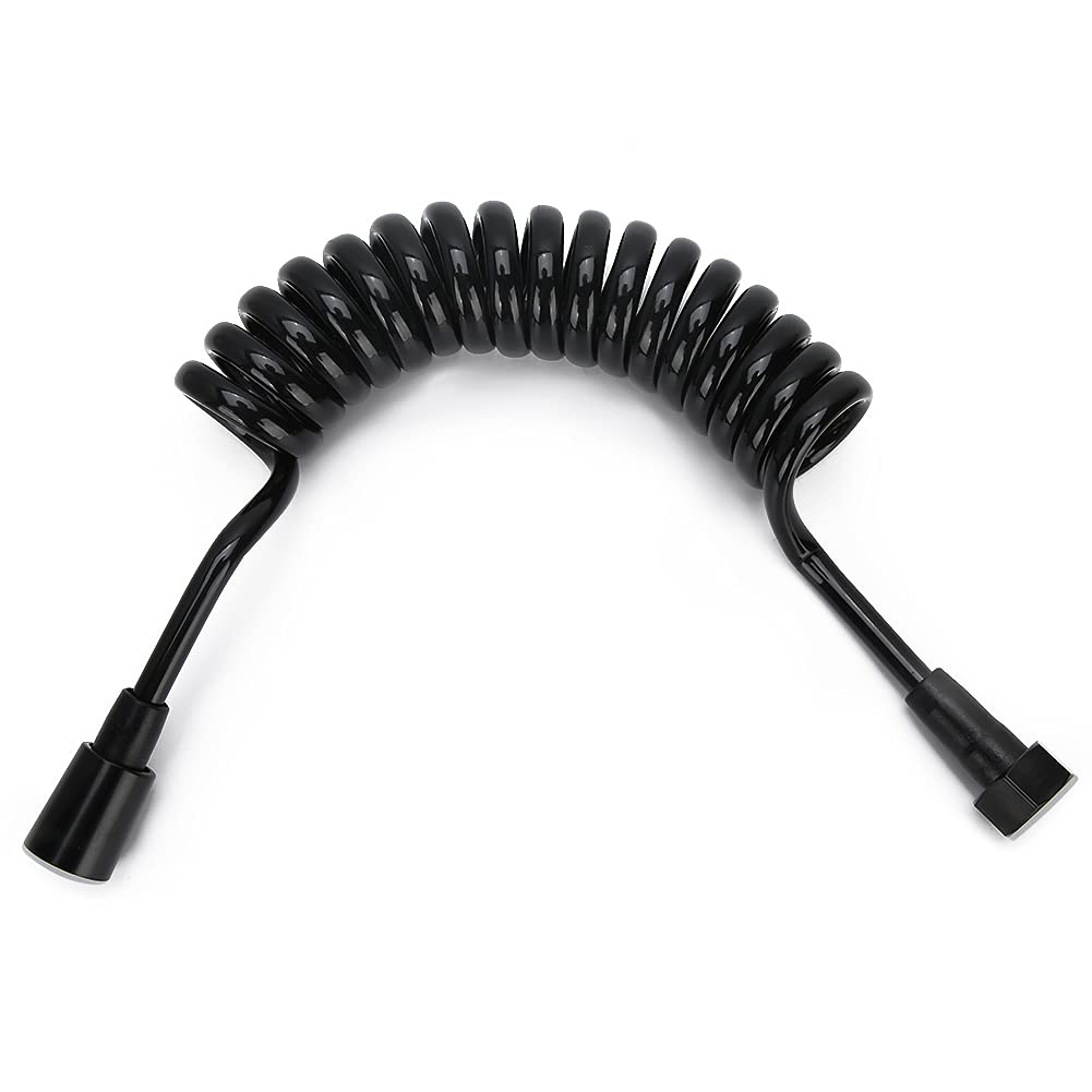 Qcwwy Shower Hose, 2m Copper Bidet Shower Hose Black Shower Hose Inlet Hose for Water Plumbing Toilet Bidet Sprayer Flexible Retractable Spring Shower Hose Accessory,