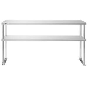 KUTLER Stainless Steel Double Overshelf 48" x 12", NSF Commercial 2-Tier Shelf for Prep and Work Tables for Restaurant, Kitchen, Workshop