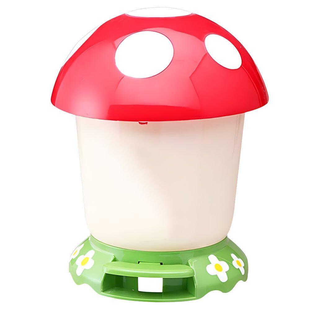 Zerodeko Step On Plastic Trash Can Mushroom Waste Organizer Decorative Cute Wastepaper Basket Foot Pedal Bathroom Garbage Container Kitchen Rubbish Bin