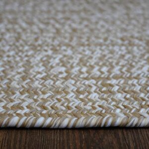 Farmdale Woven Tweed Reversible Braided 20X30 Scatter Throw Rug - Desert Beige, Handcrafted in USA, Woven Texture, High Traffic, Entrys, Kitchen, Living Room, Bed, Bath, Porch - 20 IN X 30 IN Oval