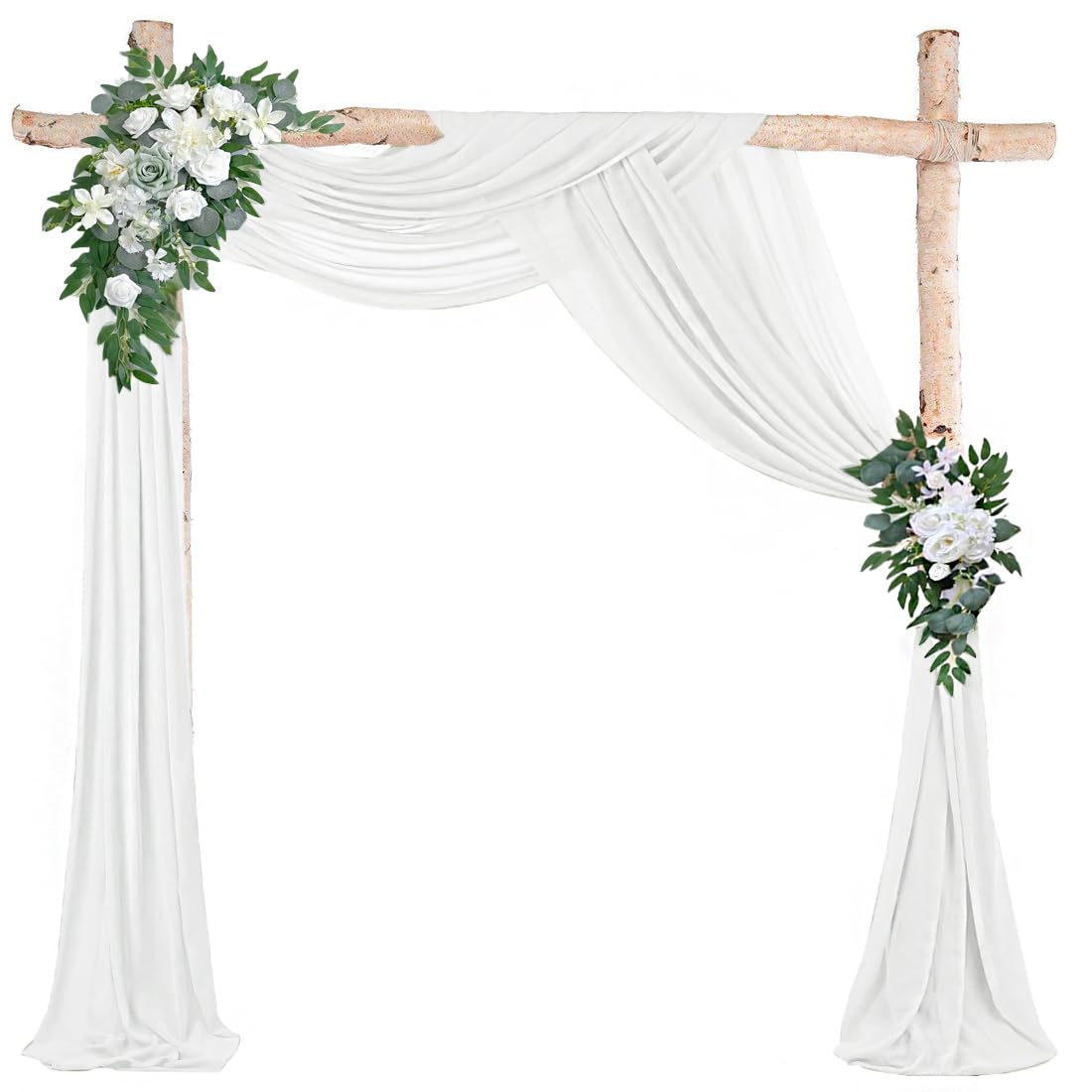 MAGTOWNE Wedding Arch Draping Fabric, Chiffon Arch Draping Fabric, Sheer Fabric for Draping, Chiffon Arch Drapery for Wedding Arch Decor (White, 1 Panel)