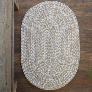 Farmdale Woven Tweed Reversible Braided 20X30 Scatter Throw Rug - Desert Beige, Handcrafted in USA, Woven Texture, High Traffic, Entrys, Kitchen, Living Room, Bed, Bath, Porch - 20 IN X 30 IN Oval