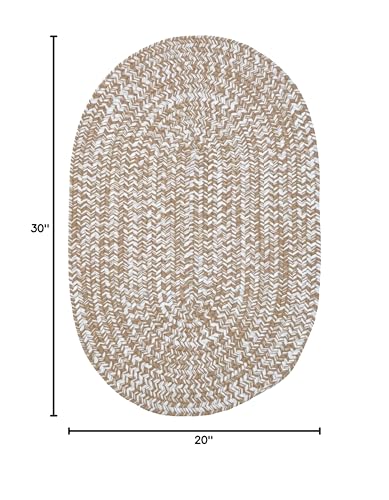 Farmdale Woven Tweed Reversible Braided 20X30 Scatter Throw Rug - Desert Beige, Handcrafted in USA, Woven Texture, High Traffic, Entrys, Kitchen, Living Room, Bed, Bath, Porch - 20 IN X 30 IN Oval