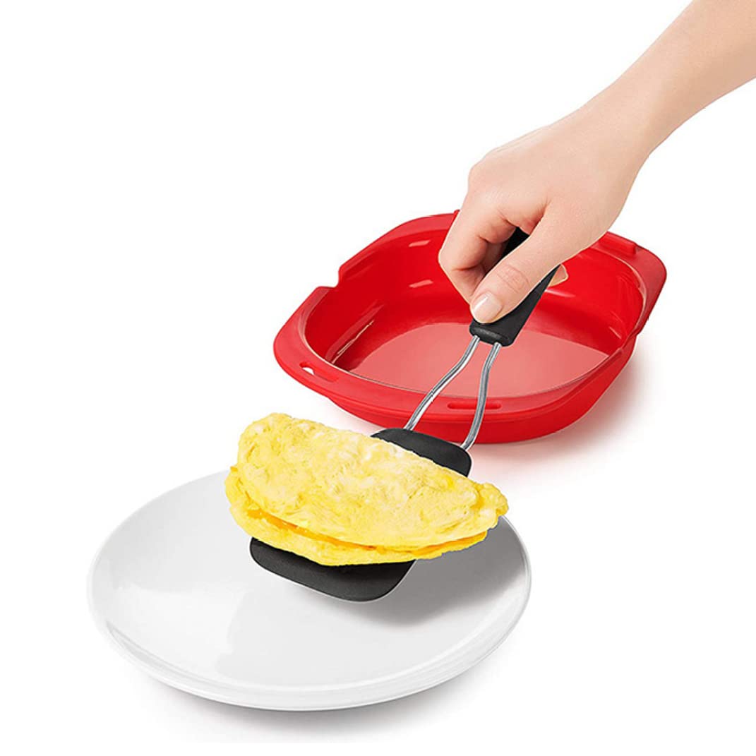 Microwave Accessories,Omelet Maker Microwave Omelette Egg Maker Silicone Omelette Tool Non Stick Roll Baking Pan Kitchenware Red