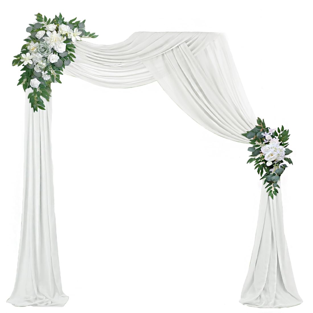 MAGTOWNE Wedding Arch Draping Fabric, Chiffon Arch Draping Fabric, Sheer Fabric for Draping, Chiffon Arch Drapery for Wedding Arch Decor (White, 1 Panel)