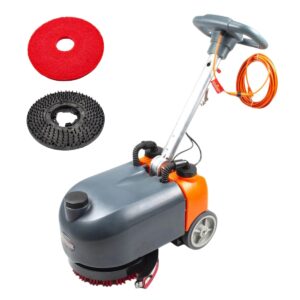 rt15ac 14“ walk behind floor scrubber dryer machine for industrial commercial use, 26 ft cord offers uninterrupted power supply