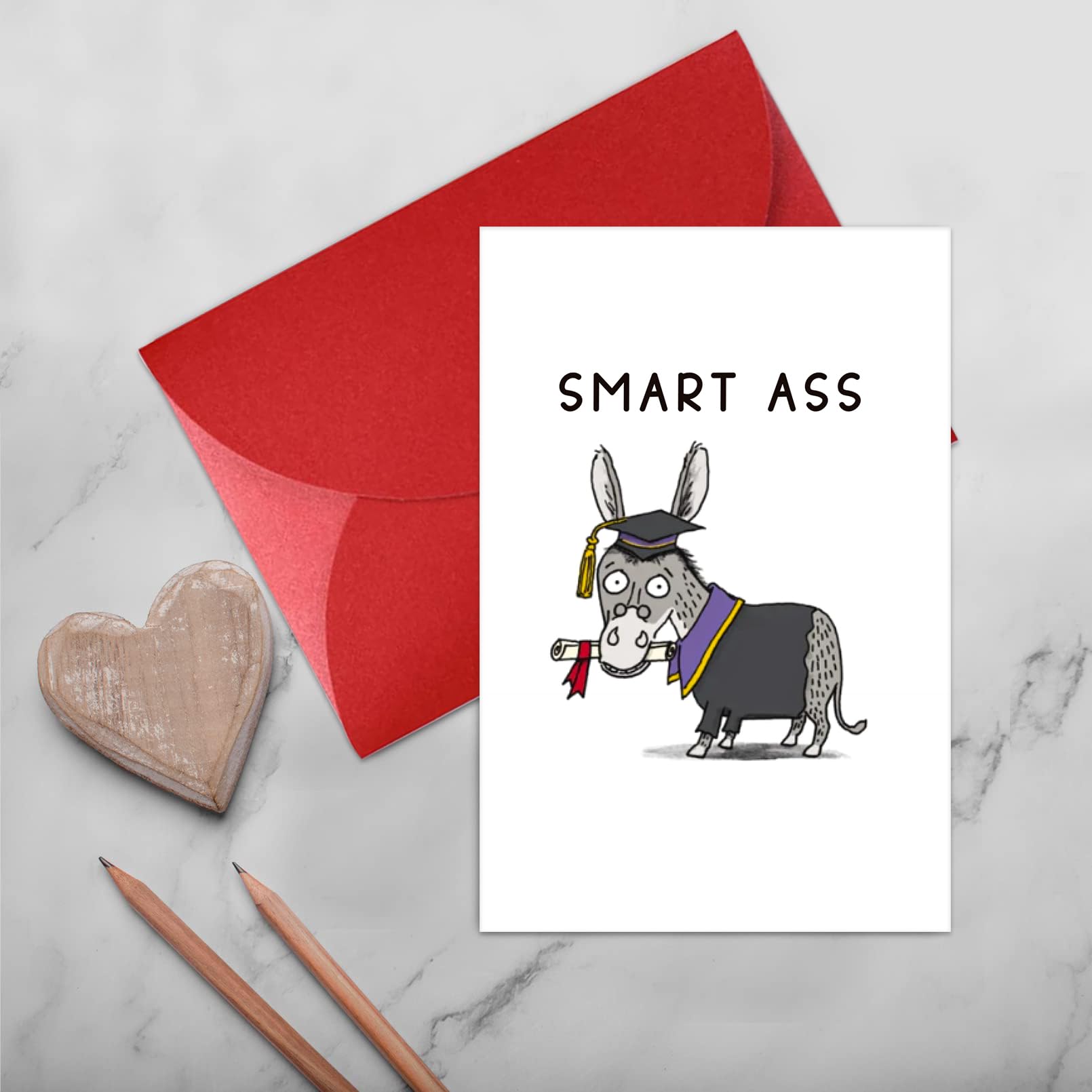 JUESMOS Smart Ass Funny Graduation Card for Her Him Class of 2024 Graduation Greeting Card Congrats Graduation Gift Card High School College Graduation Gifts for Girls Boys Daughter Son Students