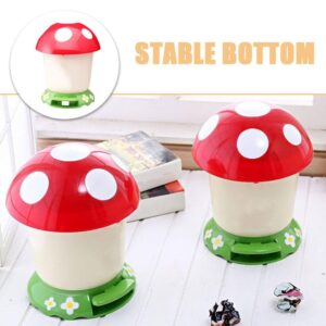 Zerodeko Step On Plastic Trash Can Mushroom Waste Organizer Decorative Cute Wastepaper Basket Foot Pedal Bathroom Garbage Container Kitchen Rubbish Bin