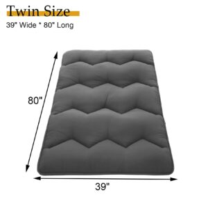 LULUWAY Japanese Futon Mattress, Twin Size Foldable Japanese Style Floor Mattress Roll Up, Tatami Mat, Camping Mattress Pad, Dark Grey