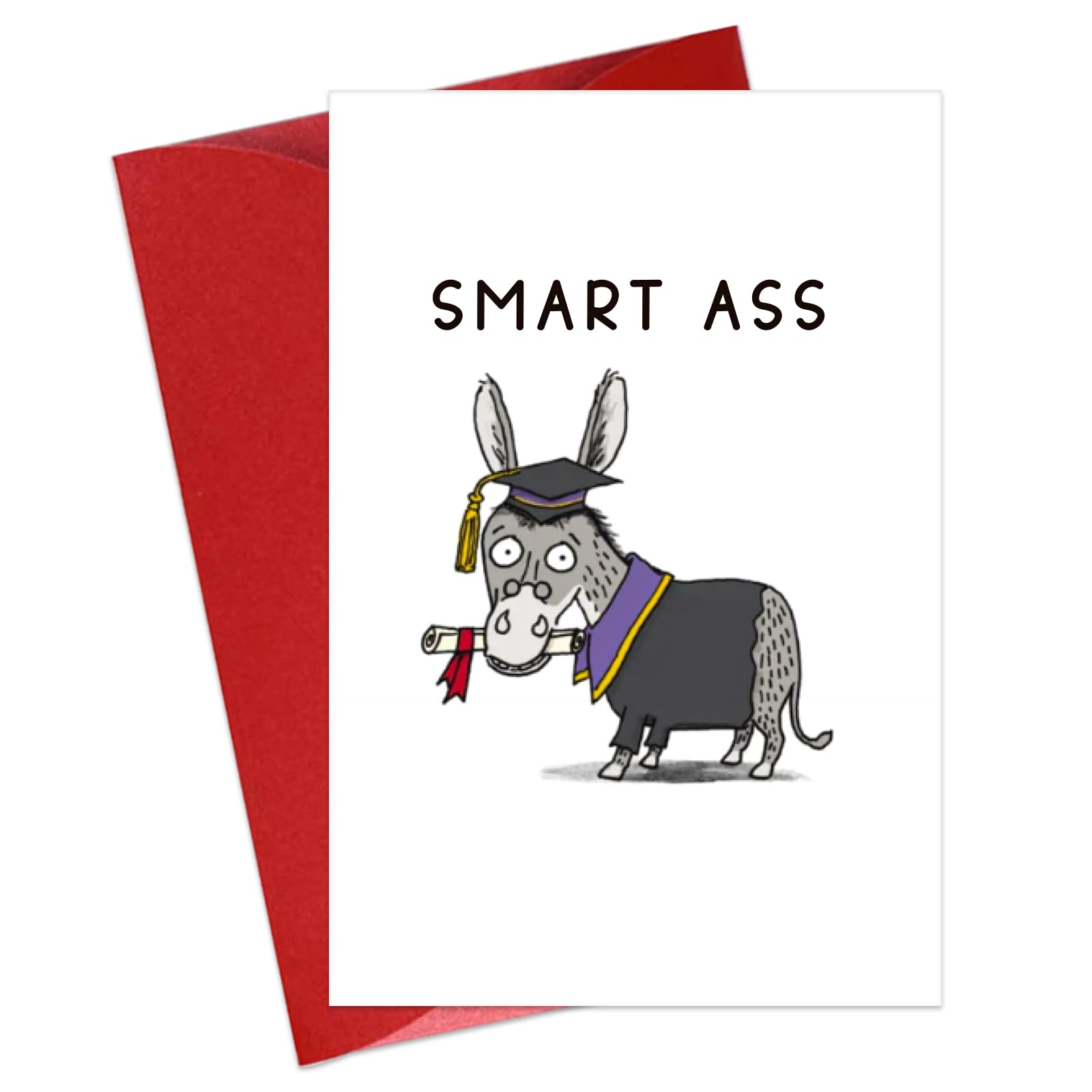 JUESMOS Smart Ass Funny Graduation Card for Her Him Class of 2024 Graduation Greeting Card Congrats Graduation Gift Card High School College Graduation Gifts for Girls Boys Daughter Son Students