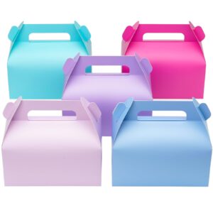 unicopak 30 pack pastel gable treat boxes colorful party favor goodie bag boxes for candy treats goody cookie toys for kids birthday party, 6.5x3.5x3.5 inches