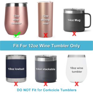 12oz Wine Tumbler Lid, 2 Pack Tumbler Replacement Lids, Inner Diameter 2.9 Inch, Spill Proof Tumbler Covers for 12oz Stainless Steel Travel Coffee Mug and Cup Accessories, White