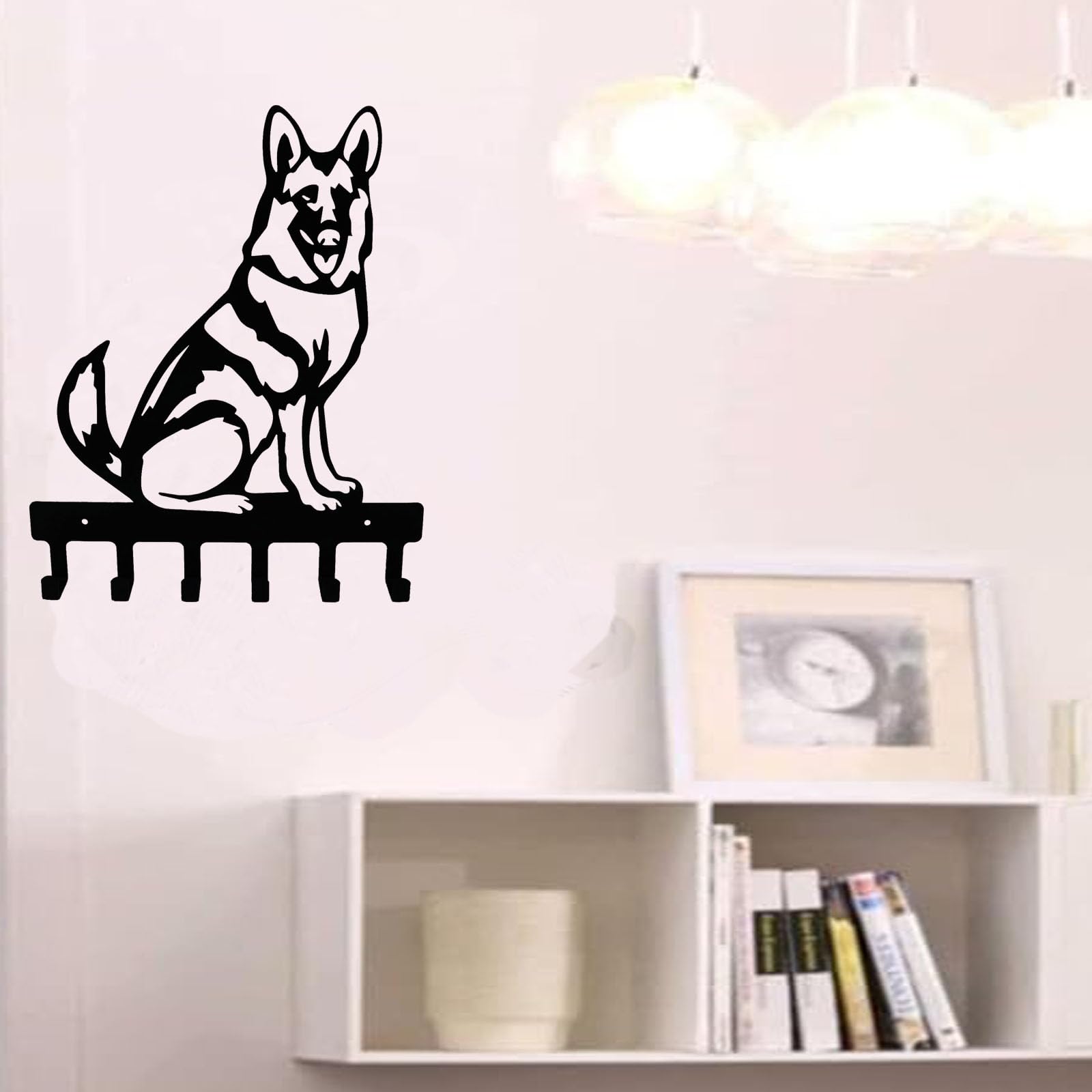 YANGZHI Wall Mount Key Hooks, Wall Decorative Dog Family Key Holder Black Dog Wall Hooks Hanger Gift for Bedroom, Living Room, Kitchen, Bathroom Hardware Hooks (11 * 12.5 inches)