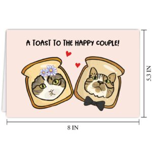 Funny Cat Toast Wedding Card for Couple, Cute Wedding Shower Card for Bride Groom, Engagement Card for Cat Lover, A Toast to The Happy Couple