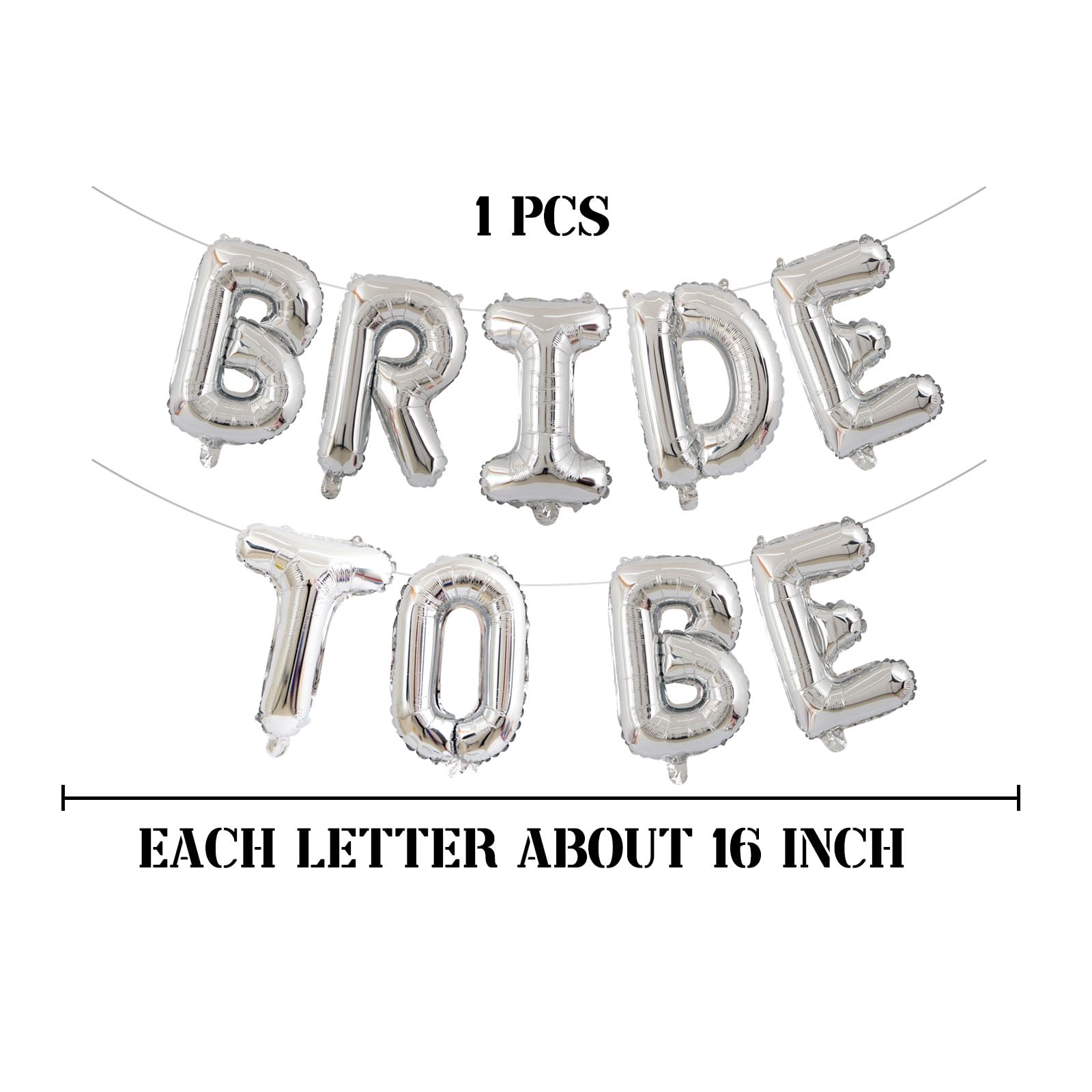 Silver Bride To Be Letter Balloons 16in Balloon Wedding Decorations Party Decor Silver Letter Balloons Bride to Be Party Supplies