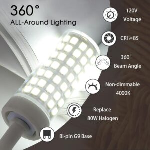 G9 LED Light Bulbs 4000K Warm White 7W Equivalent to 80W Halogen Replacements,Not Dimmable, Bi-Pin Base, LED Light Bulbs for Home and Office Use, 6 Count