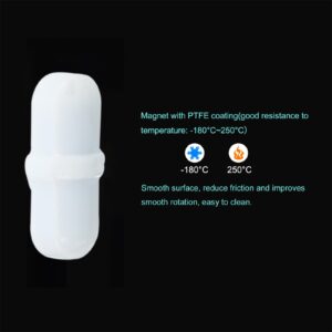 MECCANIXITY Magnetic Stirrer Mixer Stir Bar Rod 15mm/0.59" Cylinder Shape PTFE Coating Magnet White for Laboratory 20Pcs