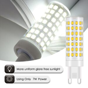 G9 LED Light Bulbs 4000K Warm White 7W Equivalent to 80W Halogen Replacements,Not Dimmable, Bi-Pin Base, LED Light Bulbs for Home and Office Use, 6 Count