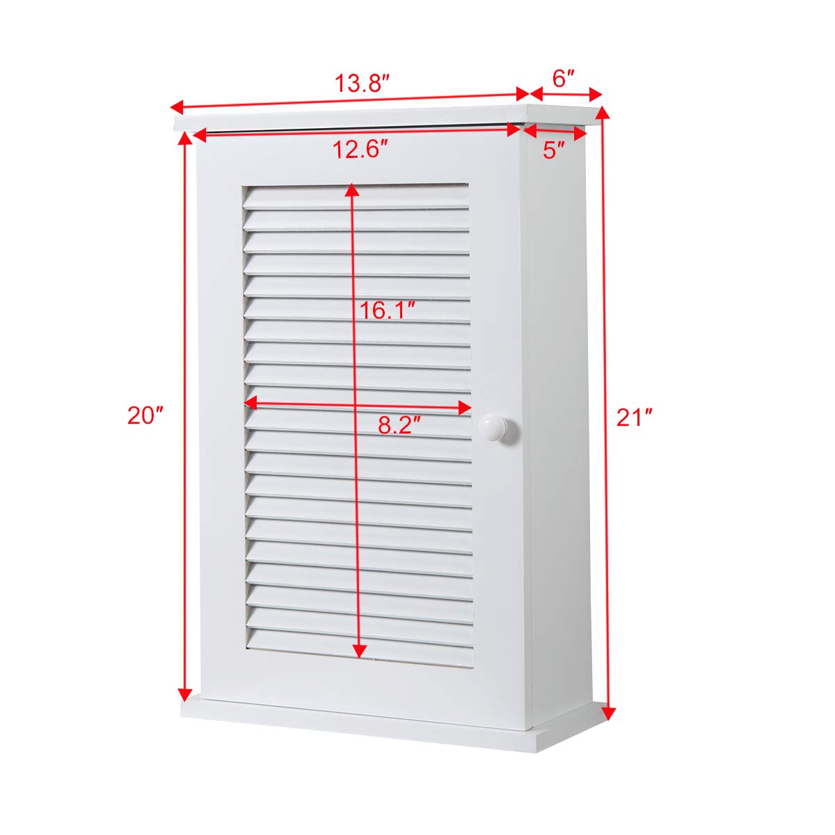 UIKJIM Wall Mounted Cabinet, White Bathroom Storage Cabinet with Louvered Door and 3 Shelves, Hanging Medicine Cabinet for Bathroom, Bedroom, Kitchen, Entryway