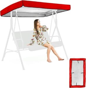 patio swing chair canopy replacement 3 seat porch swing canopy outdoor porch swing seat canopy cover waterproof windproof sun shade awning cover (color : gray, size : 75x47x9inch)