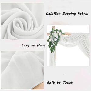 MAGTOWNE Wedding Arch Draping Fabric, Chiffon Arch Draping Fabric, Sheer Fabric for Draping, Chiffon Arch Drapery for Wedding Arch Decor (White, 1 Panel)