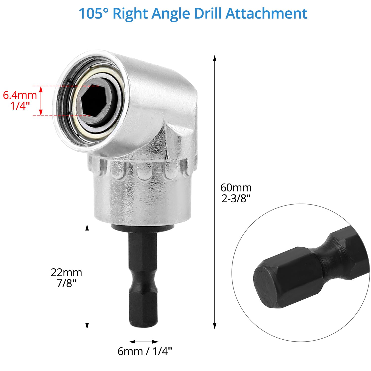 QWORK Professional Drill Accessory Kit with Chrome Vanadium Steel, Flexible Drill Extension, Dual 105° Right Angle Drill Attachments, 90° Hex Shank Drill Bit, and 10-in-1 Screwdriver Bit Set