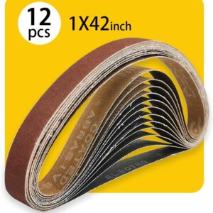 1x 42 Inch 80 Grit Sanding Belt | Premium Aluminum Oxide Sanding Belt | Premium Sander Sandpaper – 12 Pack