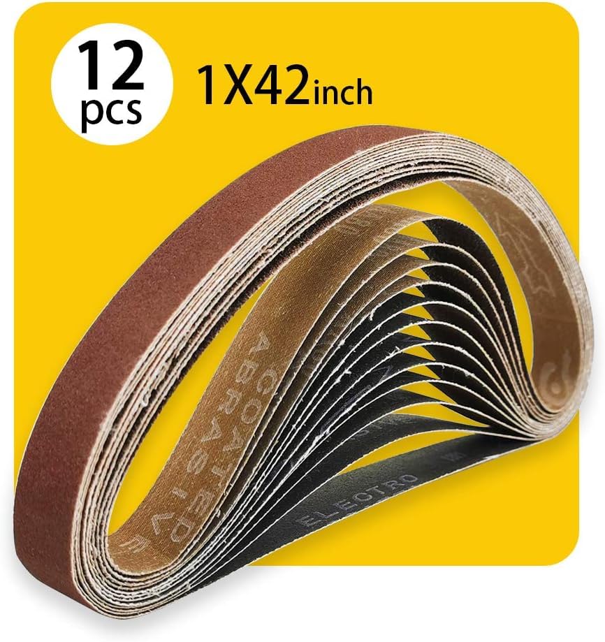 1x 42 Inch 80 Grit Sanding Belt | Premium Aluminum Oxide Sanding Belt | Premium Sander Sandpaper – 12 Pack