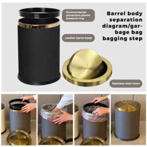 LEASYLIFE 9L/2.3GAL Small Trash Can with Swing Lid,Fancy Gold Waste Paper Baskets for Bathrooms,Gold Trash Can for Bathroom,Bedroom, Powder Room,Office,Laundry Room (9L-Black)