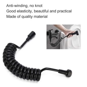 Qcwwy Shower Hose, 2m Copper Bidet Shower Hose Black Shower Hose Inlet Hose for Water Plumbing Toilet Bidet Sprayer Flexible Retractable Spring Shower Hose Accessory,