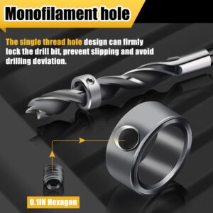 Depth Stop Drill Bit,Stop Collar Set Includes 1/8”, 3/16”, 1/4”, 5/16”, 3/8”, 7/16”, 1/2”, 5/8”and Allen Wrench(9Pcs), Premium High Carbon Steel Drill Bit Positioning Ring Split Ring- Tiosamd