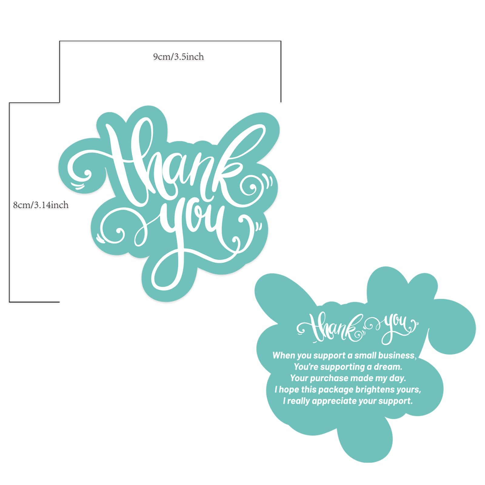 50 Green Small Business Thank You Cards, 3.5*3.14 Inches, Mini Thank You Cards are Suitable for Stores, Online Retail, Birthday Cards, Wedding Cards and Other Small Business Thank You Cards.