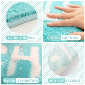 Microfiber Plush Chill Pill Rug, Super Soft and Absorbent Chill Pill Bath Mat Machine Washable, Preppy Room Decor Cute Aesthetic, 16x28 in, Blue