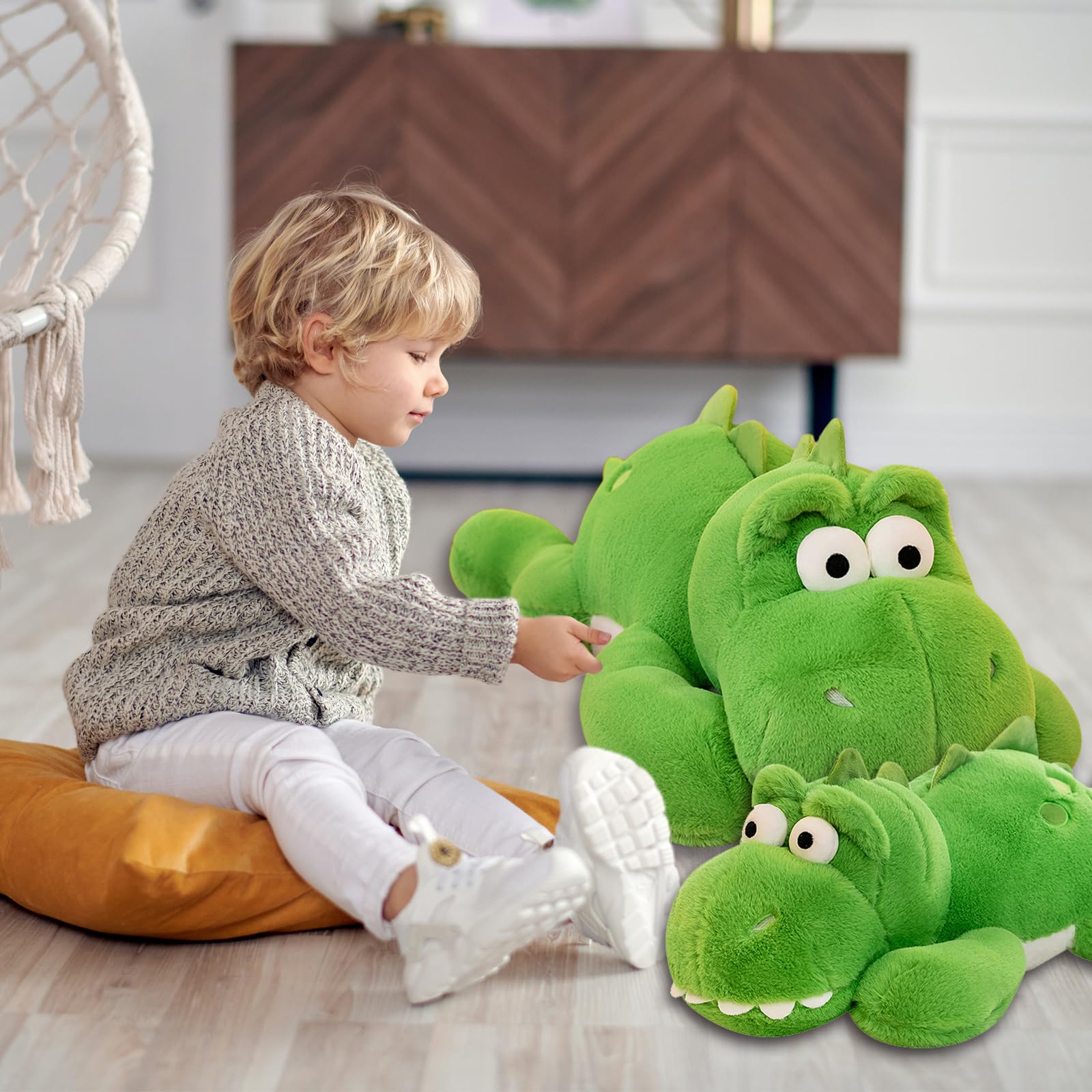 Kuxiber Dinosaur Stuffed Animal Plush Toy,Giant Dinosaurs Cute Soft Toys Doll, Big Dino Fluffy Plushy Fat Plushie Plush Pillow,Gifts for Kids Girl Boys (Green,19 inch)