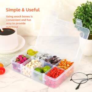 AQSXO 2 Pcs Snack Box Container for Kids, 8 Compartments Snack Containers Reusable Meal Prep Lunch Containers.