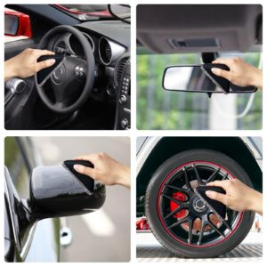 2 Pcs Tire Shine Applicator Pad, SAN AUSTIN Tire Gel Applicator, Triangles Tire Sponge Foam Wheel Shine Car Cleaning, Reusable Tire Dressing Applicator Pad Car Cleaning (Black Grey)