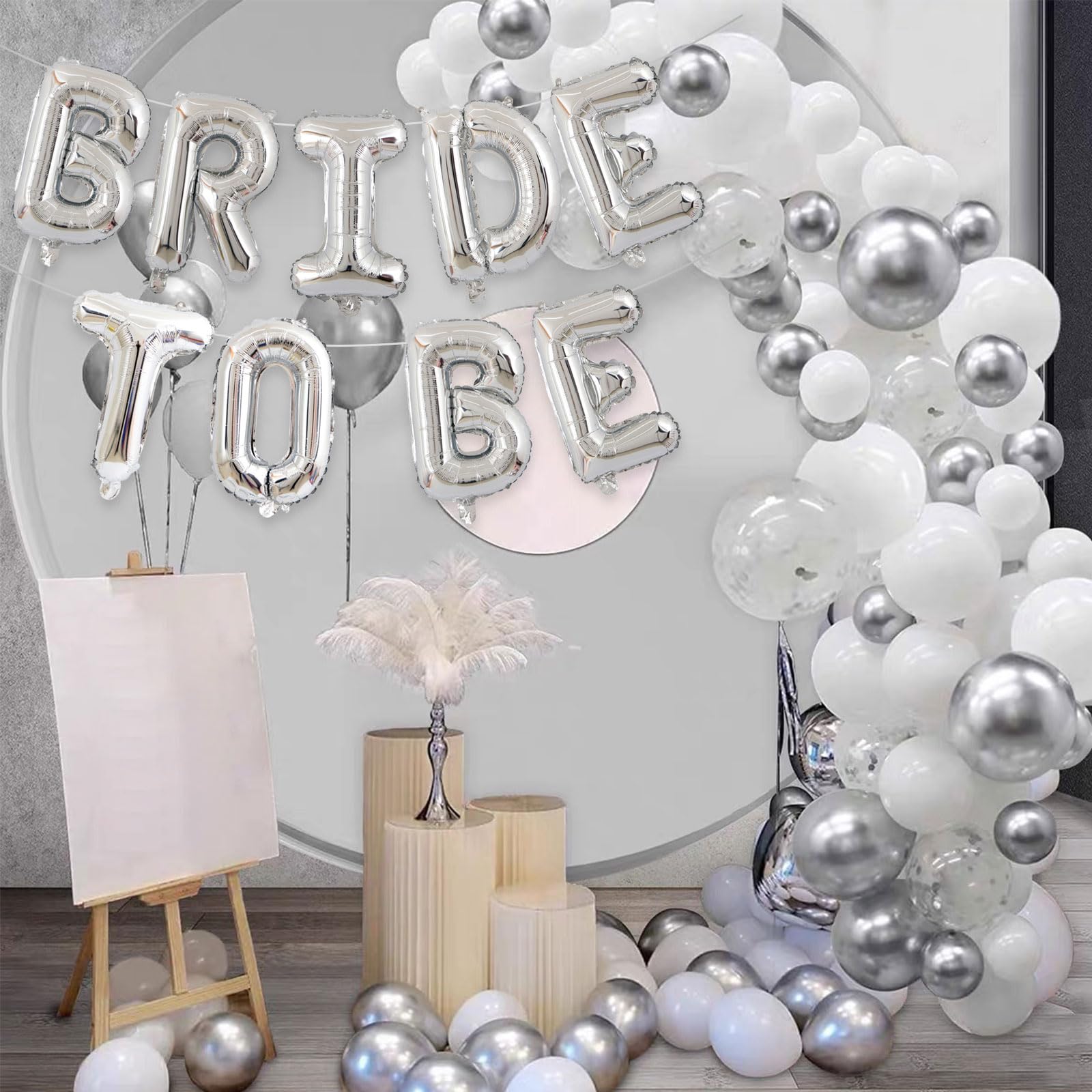 Silver Bride To Be Letter Balloons 16in Balloon Wedding Decorations Party Decor Silver Letter Balloons Bride to Be Party Supplies