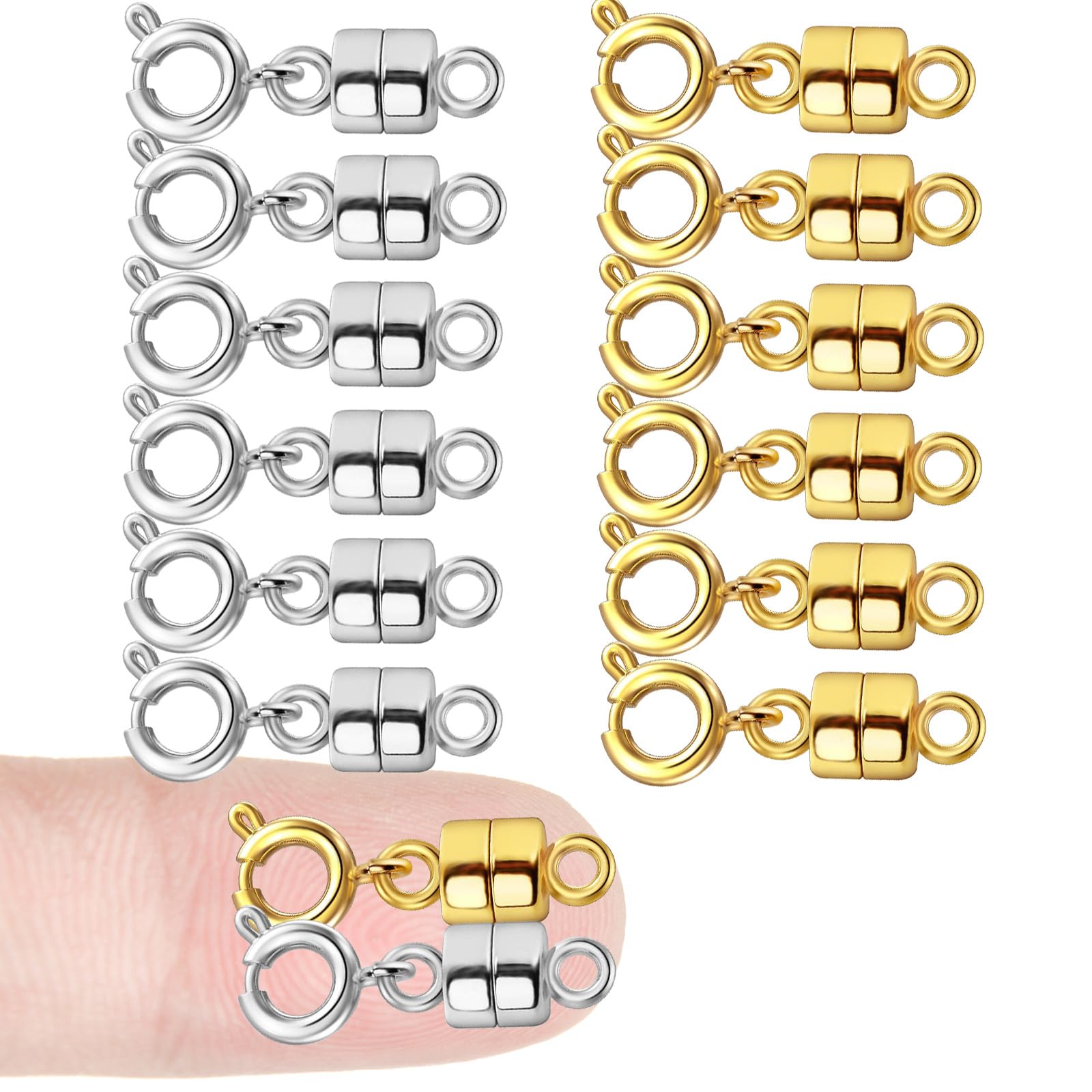 HOLAILS Magnetic Necklace Clasps and Closures, Jewelry Clasps Converters for Necklace Extender Bracelet Necklaces Anklet Chain(12Pcs Gold&Silver